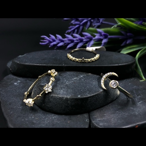 Isabella M 14KGP 925 Sterling Silver Stackable Rings with Sparkling CZ’s - Picture 8 of 12